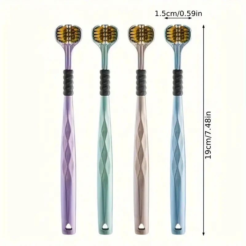 Ergonomic Toothbrush with 3-Sided Heads