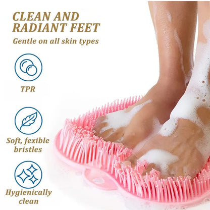 Silicone Bath Massage Mat Set - Exfoliating Brushes & Foot Scrubber