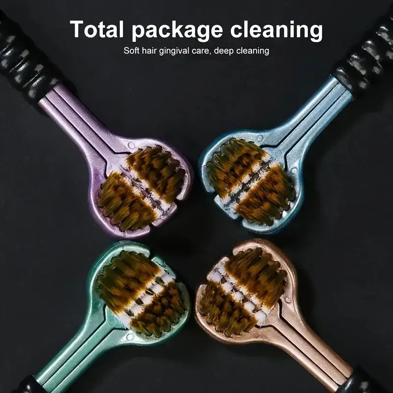 Ergonomic Toothbrush with 3-Sided Heads