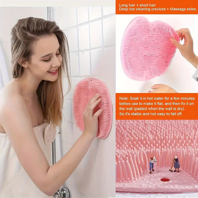 Silicone Bath Massage Mat Set - Exfoliating Brushes & Foot Scrubber