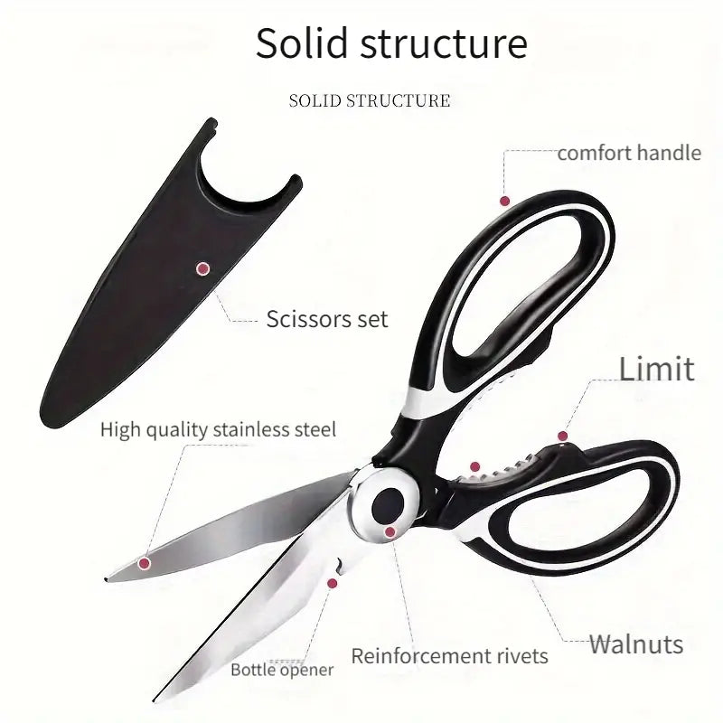 Kitchen Scissors - Heavy-Duty Stainless Steel, Multifunctional