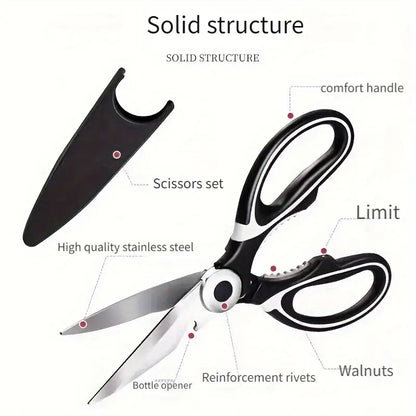 Kitchen Scissors - Heavy-Duty Stainless Steel, Multifunctional