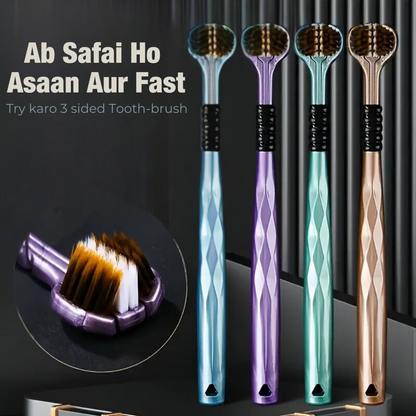 Ergonomic Toothbrush with 3-Sided Heads